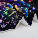 3PC Mushroom & Butterfly Psychedelic Comforter Set Glow-in-the-Dark Duvet with 2 Pillowcases for Bedroom Forest Theme 6