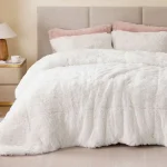 Shaggy Faux Fur 2/3-Piece Bedding Set, Ultra-Soft Fluffy Comforter with Matching Sham, All-Season Contemporary Bedroom