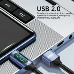 NNBILI 120W USB Type C Cable 6A LED Digital Display High-Speed Wire for Xiaomi POCO Huawei USB C Charger Data Cord 1m 1.5m 2m 2