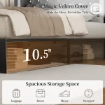 SIBEDS Queen Bed Frame with LED Lights, Adjustable Headboard, Tufted Linen Upholstery, Skirt, Wood Slats, Easy Assembly 5