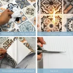 Tile 3D Waterproof Cabinet Wallpaper Home Decor Furniture Vinyl Wall Self Adhesive PVC Wallpaper Kitchen Cabinet Door Sticker 2