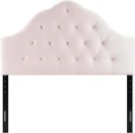 Queen Velvet Headboard with Diamond Tufting, Adjustable Height, Pink Upholstery for Bedroom Decor 3