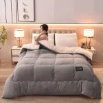 2025 popular solid color winter thickened milk fleece quilt lamb fleece winter quilt single double quilt to keep warm 3