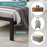 HOOMIC Metal Bed Frame with Upholstered Finely Stitched Headboard, Linen Fabric, Sturdy Foundation, No Box Spring Needed 3