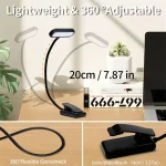 LED Book Light Reading Light Eye Caring Clip-on USB Rechargeable Dimmable Light Lamp Adjustable Flexible Night Reading Lamp 3