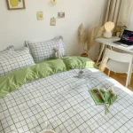 Ins Simple Style Duvet Cover Set with Pillowcases Flat Sheet No Comforter Grey Boys Girls Bedding Kit Single Twin Bed Linens 2