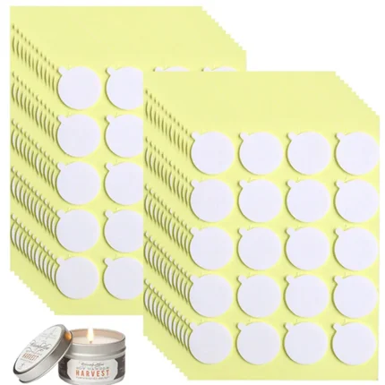 240PCS Candle Wick Stickers Heat Resistance Double-Sided Stickers with The Little ‘‘Tail’’ Adhere Steady in Hot Wax Wick Sticker