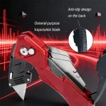 Folding Utility Knife Box Cutter 3-Position Blades Blade Storage Design With Extra 3 Blades Box Knife For Cartons Hand Tools 4