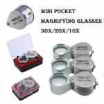 10-30X Pocket Loupe Magnifier Jewelry Magnifying Glass Foldable Diamond  Triplet Jewelers Eye Glass Tool Reading Magnifier 2