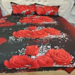2/3pcs Duvet Cover Set, Red Rose Print Bedding Set, Soft Comfortable Duvet Cover, (1*Duvet Cover + 1/2*Pillowcase, Without Core) 3