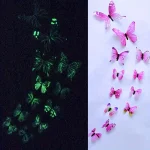 New 12Pcs Fashion 3D Luminous Butterfly Creative Wall Sticker For DIY Wall Stickers Modern Wall Art Home Decorations DIY Gift 3