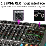 6/8/12/16 Channels Audio Sound Mixer Depusheng Mixing DJ Console USB 48V Phantom Power 256 DSP Effects Sound Table for stage 6