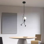 Vintage Iron Little Man Modern Arts Chandelier LED Ceiling Lamp Home Living Room Children Bedroom Decor Black E27 Pendant Lights