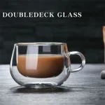 150-350ml Heat Resistant High Borosilicate Glass Mug Double Wall Glass Coffee Cup with Handle Milk Water Cup Clear Cups Gift 2