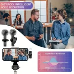 Wireless Lavalier Microphone With Windproof Cover Audio Video Recording Mini Mic For iPhone Android Mobile Phone Microphone 4