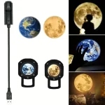 USB Ceiling Moon Earth Projection Atmosphere Light Starry Sky Lamp Night Light Romantic Bedroom Decoration Galaxy Projector 4