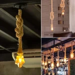 Vintage Hemp Rope Retro Ceiling Pendant Lamp E27 Base Loft Industrial Hanging Lamp Pendang Light Home Decoration DIY Decor Items 6