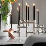 Modular Metal Candle Holder Interconnectable Geometric Candelabra for Stick Skinny Home Dining Table Decor Wedding Centerpiece 5