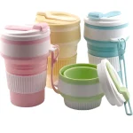 350ml Silica Gel Collapsible Cup Reusable Leakproof Travel Coffee Mug Foldable Portable for Hiking Camping Office Heat Resistant