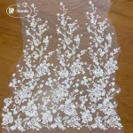 High-Density Embroidered Lace Fabric, Rayon Plant Flower, Wedding Dress DIY Accessories, Bridal Fabric, RS4080 6