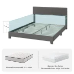 HOOMIC Upholstered Bed Frame with Adjustable Headboard, Soft Linen Fabric, Strong Supporting Structure, Noise-Free Allewie 5