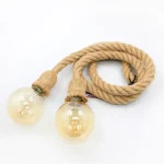 Vintage 1/2/3/4m long Hemp Rope Retro Loft Single Head Double Heads Industrial light Hanging Lamp Pendant Light Edison Lamp 2