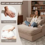 67" Oversized Chaise Lounge Chair Indoor, Soft Boneless Cloud Couch with 3 Pillows, 4 Side Pockets and 2 Cup, Customized 6