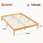 JHK Queen Solid Wood Bed Frame with Sturdy Wood Slat Support No Box Spring Needed Easy Assembly Eco-Friendly For Living Room 4