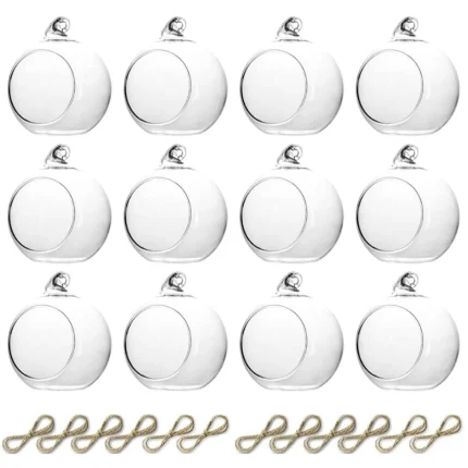 6/12 Pcs Hanging Tealight Candle Hoder Glass Globes Wedding Party Tree Decoration, Globe Ornament for Air Plant