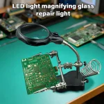 Welding Magnifying Glass LED Light Auxiliary Clip loupe Magnifier 3 In1 Hand Soldering Solder Iron Stand Holder Station