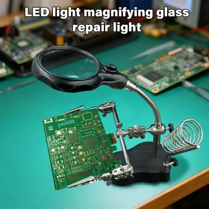 Welding Magnifying Glass LED Light Auxiliary Clip loupe Magnifier 3 In1 Hand Soldering Solder Iron Stand Holder Station