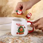 New Year Festive Christmas Xmas Theme Ceramic Mug Cup Set with Spoon and Lid Christmas Gift Box Mug Milk Coffee Tea Breakfast 4