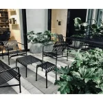 Modern Simple Leisure Outdoor Patio Furniture Balcony Open Air Garden Wrought Iron Dining Table and Chairs Set Outdoor Furniture 3