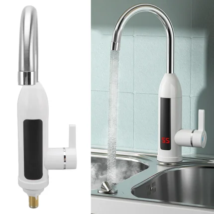 3000W Instant Water Heater Faucet 360 Degree Rotatable Water Pipe IPX4 ABS Tankless Stainless Steel Kitchen Heating Tap for Home