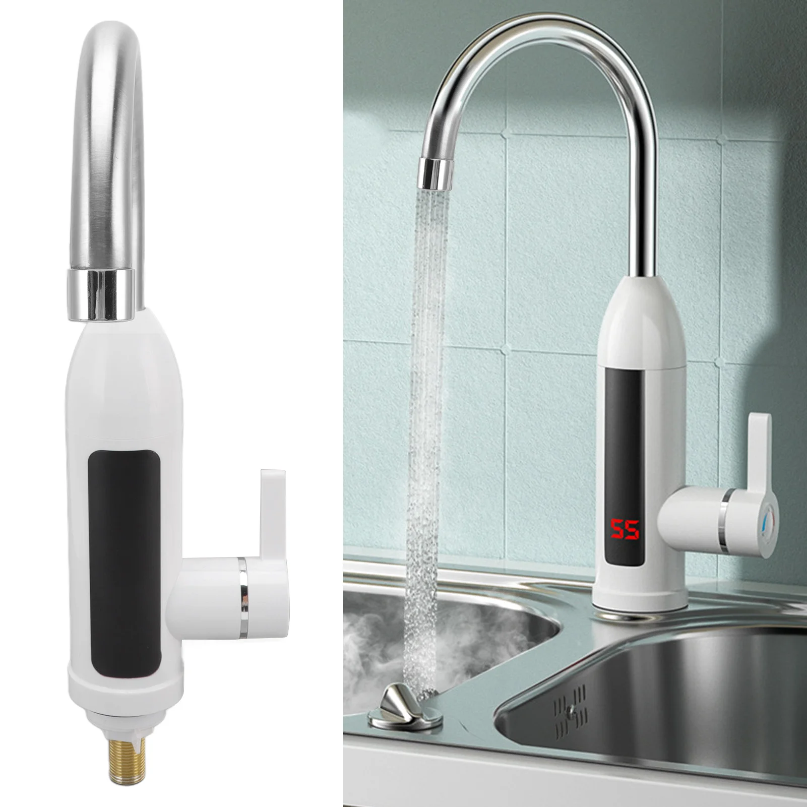 3000W Instant Water Heater Faucet 360 Degree Rotatable Water Pipe IPX4 ABS Tankless Stainless Steel Kitchen Heating Tap for Home 3000W Instant Water Heater Faucet 360 Degree Rotatable Water Pipe IPX4 ABS Tankless Stainless Steel Kitchen Heating Tap for Home