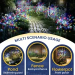 60/90/150/200 LED Solar Fireworks Lights Outdoor Decorative Multicolor Starburst Waterproof Lamps with 8 Modes for Garden Path 6