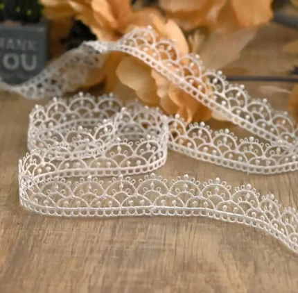 1 Meters/1.5 Meter Ivory Lace Trim Polyester Embroidered Lace Fabric Sewing Lace Ribbon Apparel Accessories Trims 2cm Width