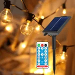 Solar G40 Outdoor String Lights with Remote Controls LED Shatterproof Globe Bulb IP65 Waterproof Patio Light for Garden Decor 6