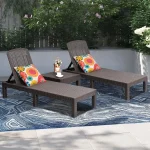 Outdoor Chaise Lounge,Resin Pool Lounge Chair Waterproof Recliner,Mocha 6