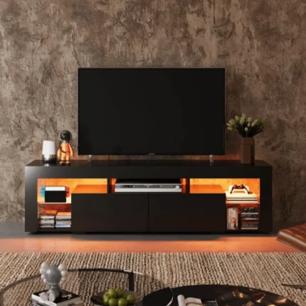 GALAXHERO TV Stand for 60 to 70 Inch TV Entertainment Center with LED Lights 2 Drawers Modern TV Console Large Media Cabinet