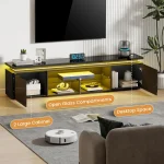 100 Inch TV Stand Entertainment Center Dynamic LED Lights High Gloss Storage Cabinets Living Room, Customized 5