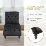 Chaise Lounge Indoor,Velvet Upholstered Lounge Chair Button-Tufted Armless Chair with Pillow, for Bedroom Living, Customized 5