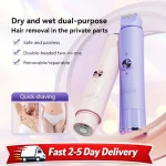 2 in 1 Electric Hair Trimmer for Women Dual Head USB Charging Cordless Wet Dry Body Facial Bikini Shaver Portable 2