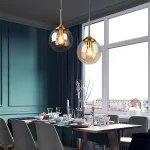 Modern Luxury Metal Chandelier Nordic Creative LED Glass Pendant Lamp Living Room Dining Room Bedside Simple Small Hanging Lamp 4