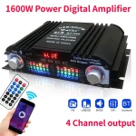 1600W Peak Power HiFi Sound Amplifier Digital 4 Channel Audio Amplifier Bluetooth Karaoke Player FM Radio Support Remote Control 2
