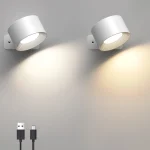 LED Indoor Wall Lamps with 2000mah Rechargeable Battery 360 Rotation Wall Light Adjustable Modern Nordic Fixtures Bedroom Decor 5