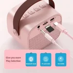 Portable Wireless Dual Microphones Karaoke Machine HomeKTV DSP System Bluetooth Speaker HIFI Stereo Surround For Kids Party Gift 5