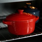 Ceramic Double Ear Bowl Mini Ceramic Glazed Baking Bowl with Lid Breskfast Steamed Egg Pudding Bowl Soup Bowls Microwave Oven 3