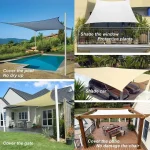 Large Rectangle Sun Shade Sail with Ropes Garden Canopy UV Block Shelter Outdoor Shade Cover For Patio Yard Pool 6