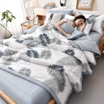 Soft Skin Friendly Summer Quilt Set or Single Quilts Lightweight Breathable Thin Comforter Sets Washable Single Double Blanket 3